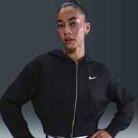 Nike Sportswear Phoenix Fleece Women's Loose Full-Zip Cropped Hoodie - Black - Cotton/Polyester