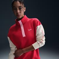 Nike Sportswear Women's 1/4-Zip Fleece Top - Red - Cotton/Polyester