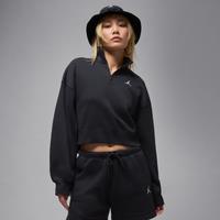 Nike Jordan Brooklyn Fleece Women's 1/4-Zip Top - Black - Cotton/Polyester