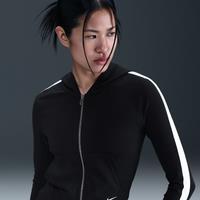 Nike Sportswear Women's Full-Zip Hooded Long-Sleeve Top - Black - Cotton/Polyester/Elastane