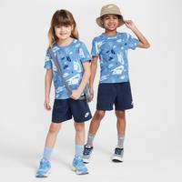 Nike Younger Kids' Printed T-Shirt and Lightweight French Terry Shorts Set - Blue - Cotton
