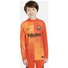F.C. Barcelona 2021/22 Stadium Goalkeeper Older Kids' Long-Sleeve Football Shirt - Orange