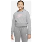 Nike Sportswear Club Older Kids' (Girls') French Terry Cropped Hoodie - Grey