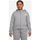 Nike Sportswear Club Fleece Older Kids' (Girls') Full-Zip Hoodie (Extended Size) - Grey