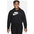 Nike Sportswear Club Older Kids' (Girls') French Terry Cropped Hoodie (Extended Size) - Black