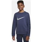 Nike Sportswear Repeat Older Kids' (Boys') Fleece Crew-Neck Sweatshirt - Blue