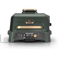 Ninja Woodfire Pro Connect XL Electric BBQ Grill & Smoker with Cover - Green & Gold