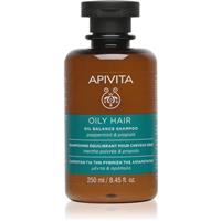 Apivita Oily Hair Oil Balance Shampoo deep cleansing shampoo for oily scalp for hair strengthening and shine 250 ml