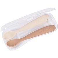 Beaba Set of 2 Ergonomic Spoons spoon with bag Clay Praline 4m+ 2 pc