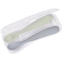 Beaba Set of 2 Ergonomic Spoons spoon with bag Pebble Green 4m+ 2 pc