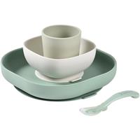 Beaba 4-Piece Silicone Dinner Set dinnerware set Sage Green / Misty Green 4 pc