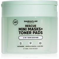 breakout + aid Rescue Mini Masks+Toner Pads toner pads with soothing effect 100 pc