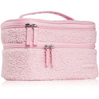 BrushArt Accessories Double-layered fluffy make-up bag bag with two compartments Light pink 1 pc