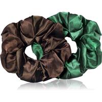 BrushArt Hair Large satin scrunchie set hair bands Brown & Green