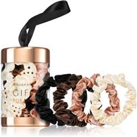 BrushArt Gift for You Slim satin scrunchie set hair bands Black & Cream