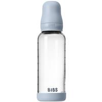 BIBS Baby Glass Bottle Silicone anti-colic bottle with a silicone spout Baby Blue 240 ml