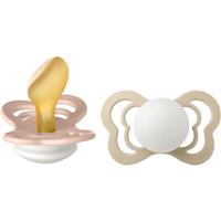 BIBS Couture Glow Natural Rubber Size 2: 6+ months dummy Blush / Vanilla 2 pc