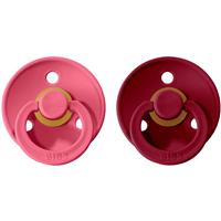 BIBS Colour Natural Rubber Size 1: 0+ months dummy Coral / Ruby 2 pc