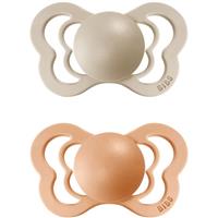 BIBS Couture Natural Rubber Size 2: 6+ months dummy Vanilla / Peach 2 pc