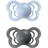 BIBS Couture Silicone Size 1: 0+ months dummy Iron / Baby Blue 2 pc