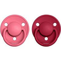 BIBS De Lux Natural Rubber Size 1: 0+ months dummy Coral / Ruby 2 pc