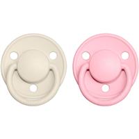 BIBS De Lux Natural Rubber Size 2: 6+ months dummy Ivory / Baby Pink 2 pc