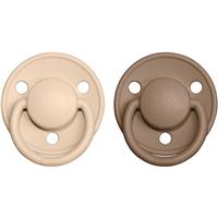 BIBS De Lux Natural Rubber Size 2: 6+ months dummy Vanilla / Dark Oak 2 pc