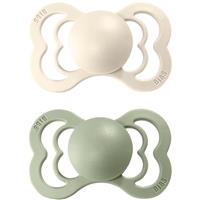 BIBS Supreme Natural Rubber Size 2: 6+ months dummy Ivory / Sage 2 pc