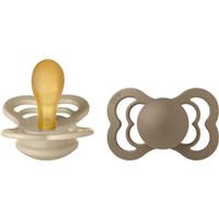 BIBS Supreme Natural Rubber Size 2: 6+ months dummy Vanilla / Dark Oak 2 pc