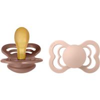 BIBS Supreme Natural Rubber Size 2: 6+ months dummy Woodchuck / Blush 2 pc