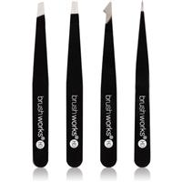 Brushworks The Complete set of tweezers for eyebrows Black 4 pc