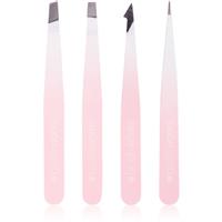 Brushworks The Complete set of tweezers for eyebrows White & Pink