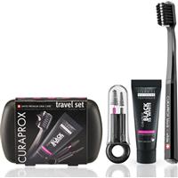 Curaprox Limited Edition Black is White travel set for teeth, tongue and gums