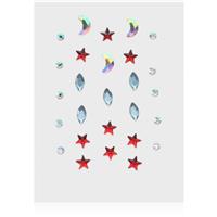 Diva & Nice Cosmetics Face Stones stickers for the face Red Stars 35 pc
