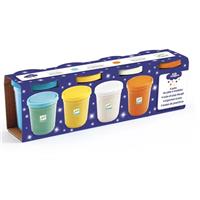 DJECO 4 Tubs of Play Dough coloured metallic modelling clay with sparkles 18m+ 4 pc