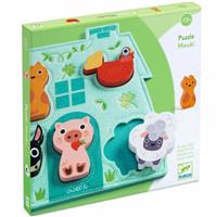 DJECO Wooden Block Puzzle Mouki puzzle 12m+ 1 pc