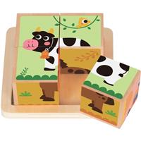 2Kids Toys Wooden Blocks Farm 2 cubes wooden 18m+ 4 pc