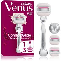 Gillette Venus PRO ComfortGlide Sugarberry womens shaver with a shower bracket + replacement blades 5 pc