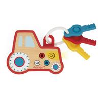 Janod Sound and Light Tractor Keychain activity toy wooden 18m+ 1 pc