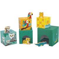 Janod Tropik 5-Cube Pyramid stackable tower 12m+ 5 pc
