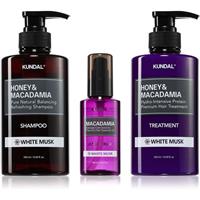 KUNDAL Honey & Macadamia White Musk set for dry and damaged hair