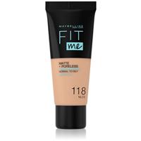 MAYBELLINE NEW YORK Fit Me! Matte+Poreless mattifying foundation for normal to oily skin shade 118 Nude 30 ml