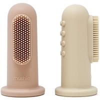 Mushie Finger Toothbrush childrens finger toothbrush Shifting Sand/Blush 2 pc