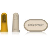 Matchstick Monkey Silicone Finger Toothbrush childrens finger toothbrush with bag Yellow/ Beige 2 pc