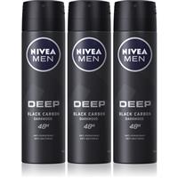 NIVEA MEN Deep Black Carbon Darkwood antiperspirant spray economy pack for men 3 x 150 ml
