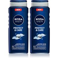 NIVEA MEN Protect & Care shower gel for face, body, and hair economy pack 2 x 500 ml