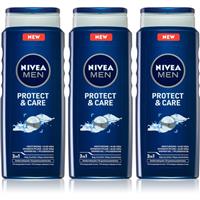 NIVEA MEN Protect & Care shower gel for men economy pack 3 x 500 ml