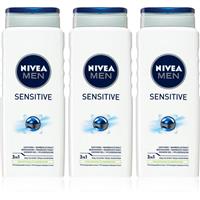 NIVEA MEN Sensitive shower gel for men economy pack 3 x 500 ml