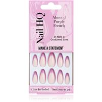 Nail HQ Almond Purple French false nails with glue 24 pc