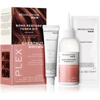 Revolution Haircare Plex Bond Restore Kit set for hair colour enhancement shade Chestnut Brown 1 pc